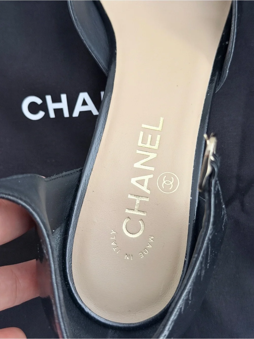 Authentic CHANEL Black Mary Janes 42
